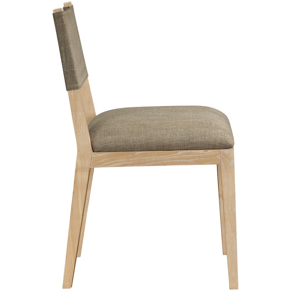Avon Brown Linen Textured Fabric Dining Side Chair, Set of 2