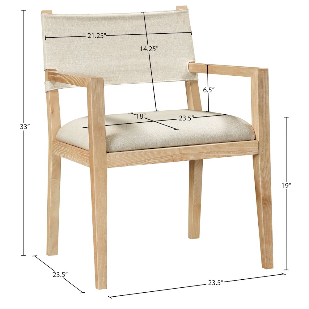Avon Cream Linen Textured Fabric Dining Arm Chair