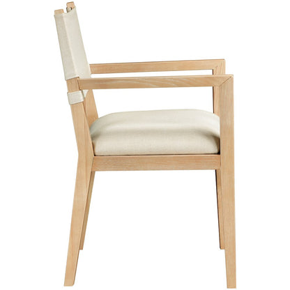 Avon Cream Linen Textured Fabric Dining Arm Chair