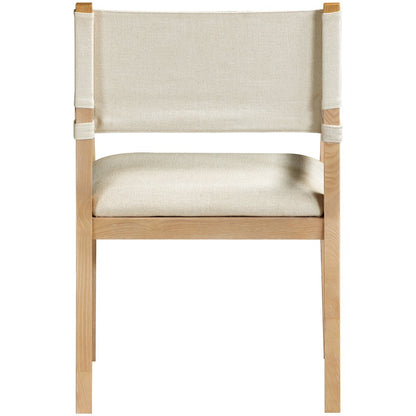 Avon Cream Linen Textured Fabric Dining Arm Chair