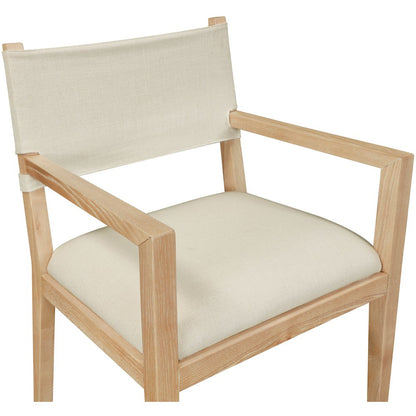 Avon Cream Linen Textured Fabric Dining Arm Chair