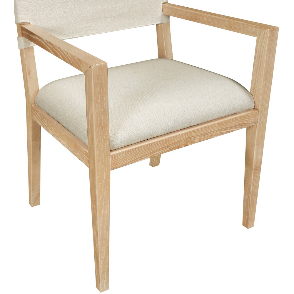 Avon Cream Linen Textured Fabric Dining Arm Chair