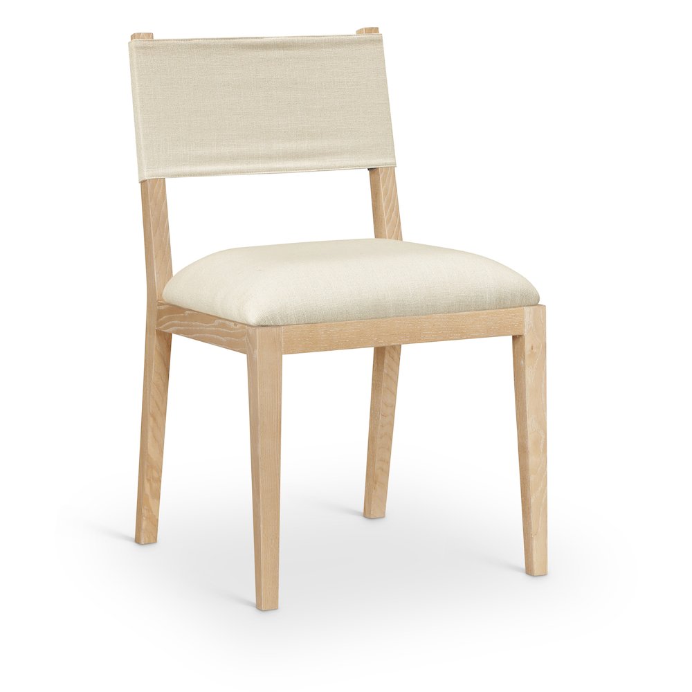 Avon Cream Linen Textured Fabric Dining Side Chair, Set of 2