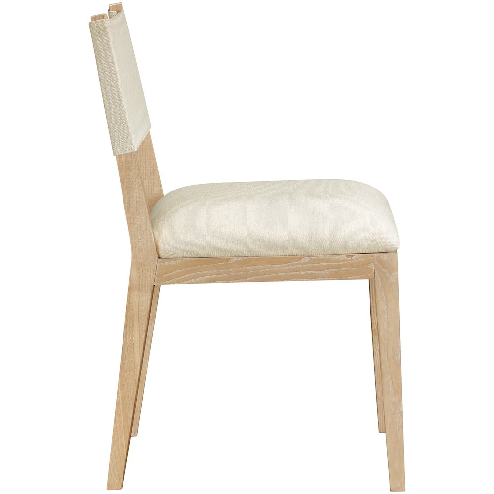 Avon Cream Linen Textured Fabric Dining Side Chair, Set of 2