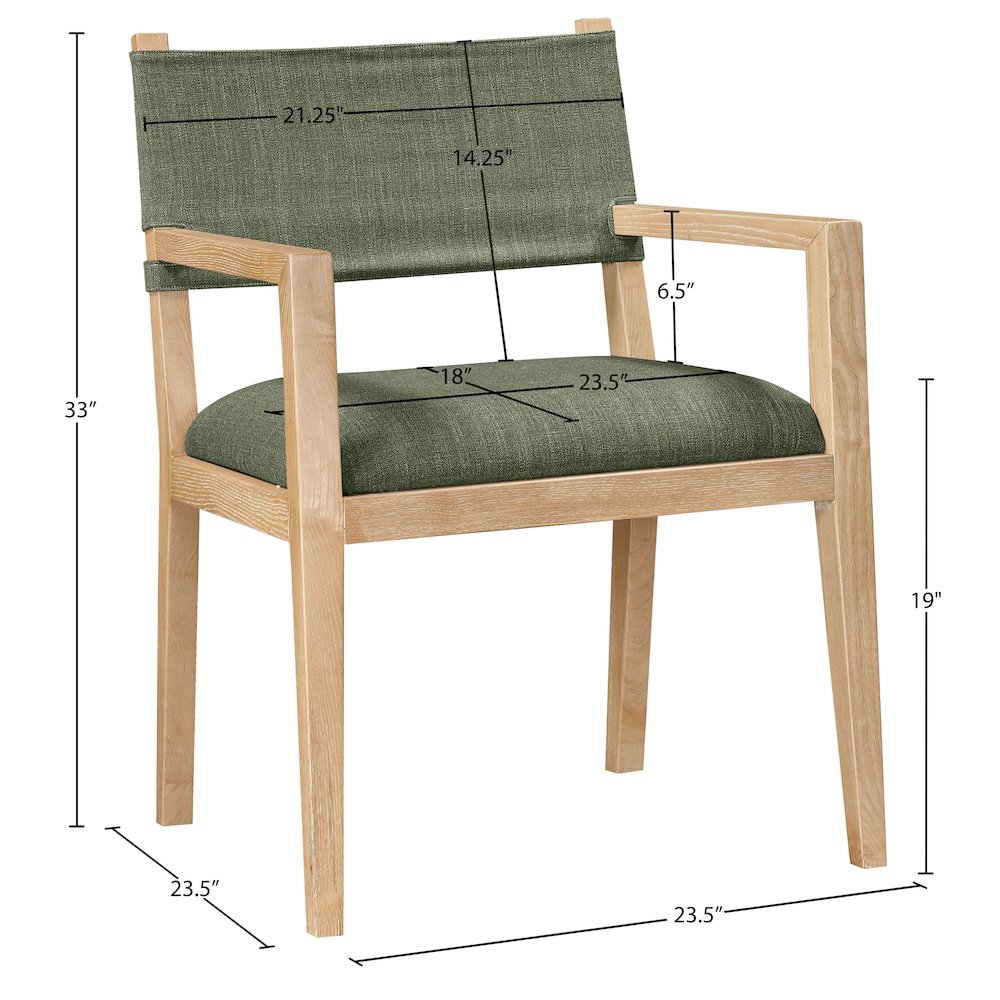 Avon Olive Linen Textured Fabric Dining Arm Chair