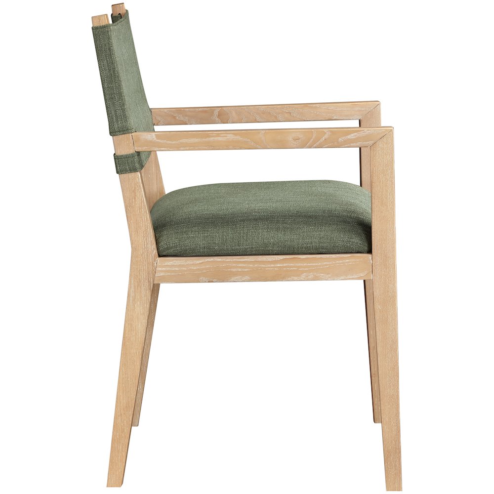 Avon Olive Linen Textured Fabric Dining Arm Chair