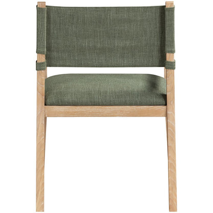 Avon Olive Linen Textured Fabric Dining Arm Chair