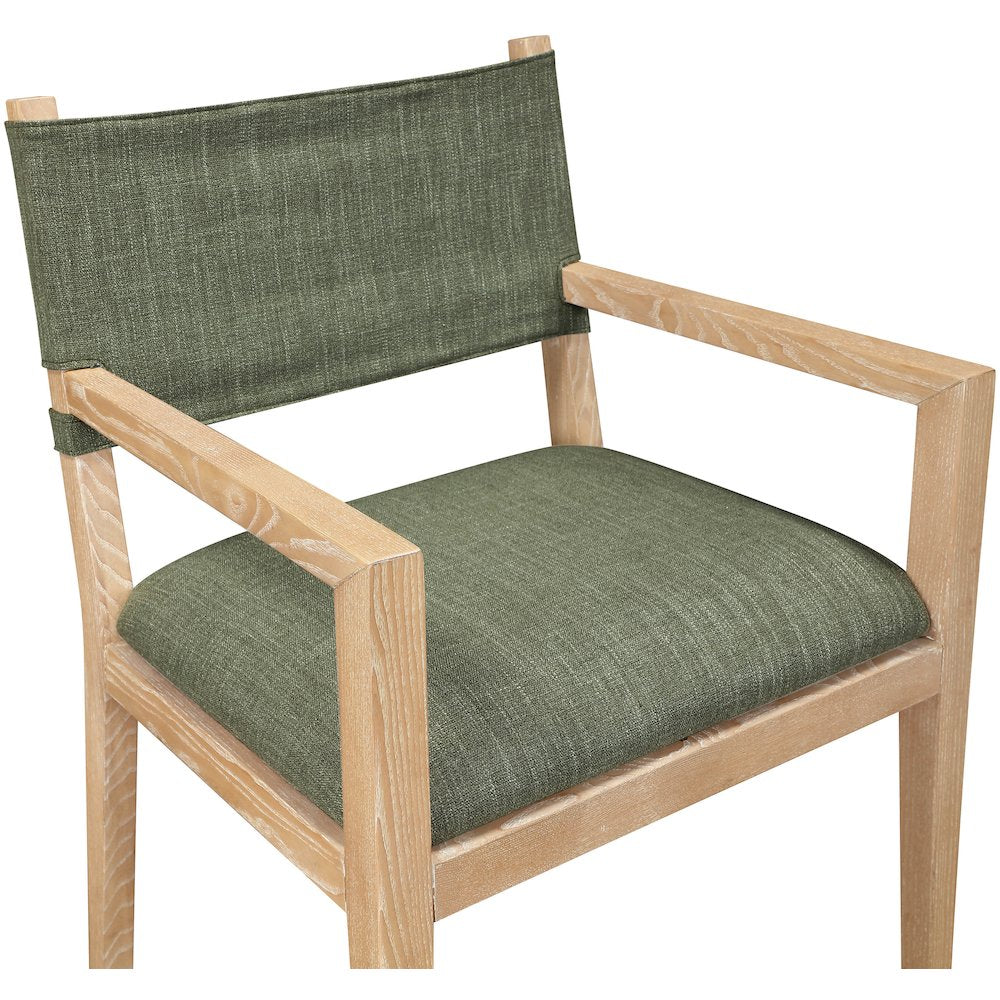 Avon Olive Linen Textured Fabric Dining Arm Chair