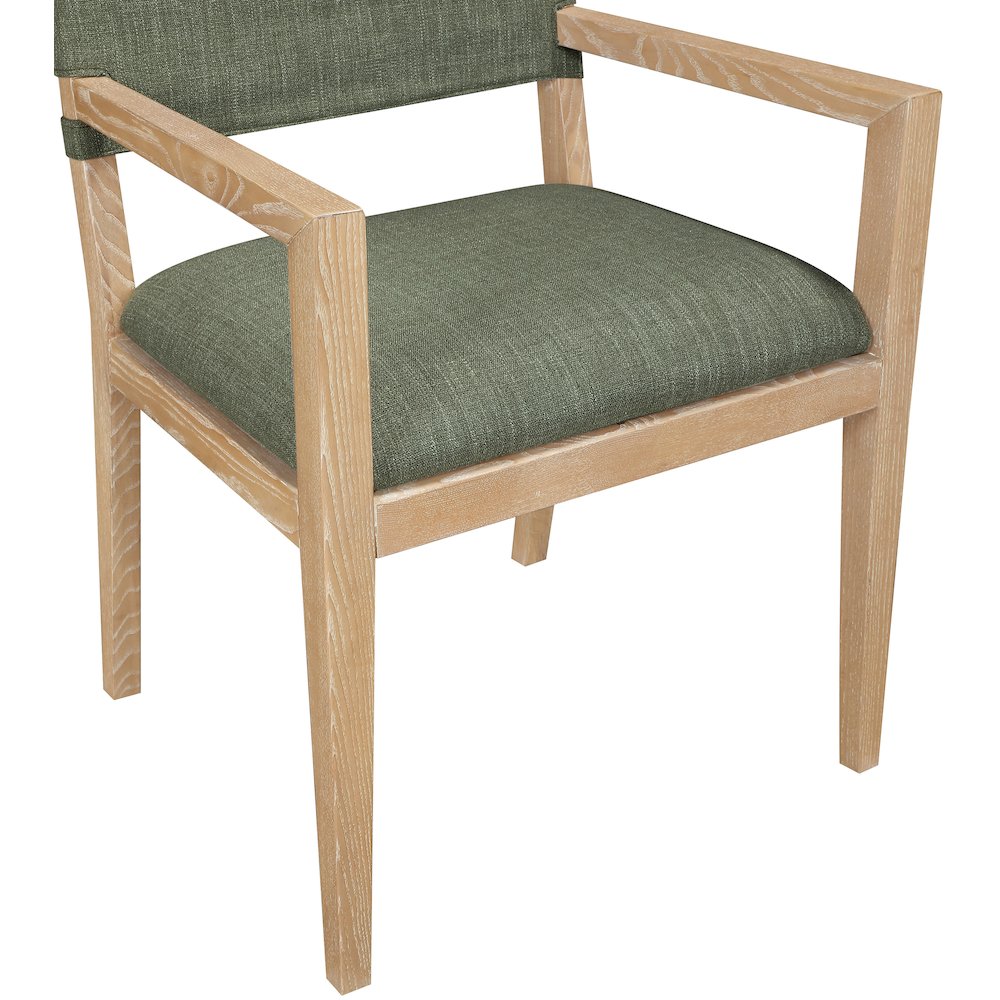 Avon Olive Linen Textured Fabric Dining Arm Chair