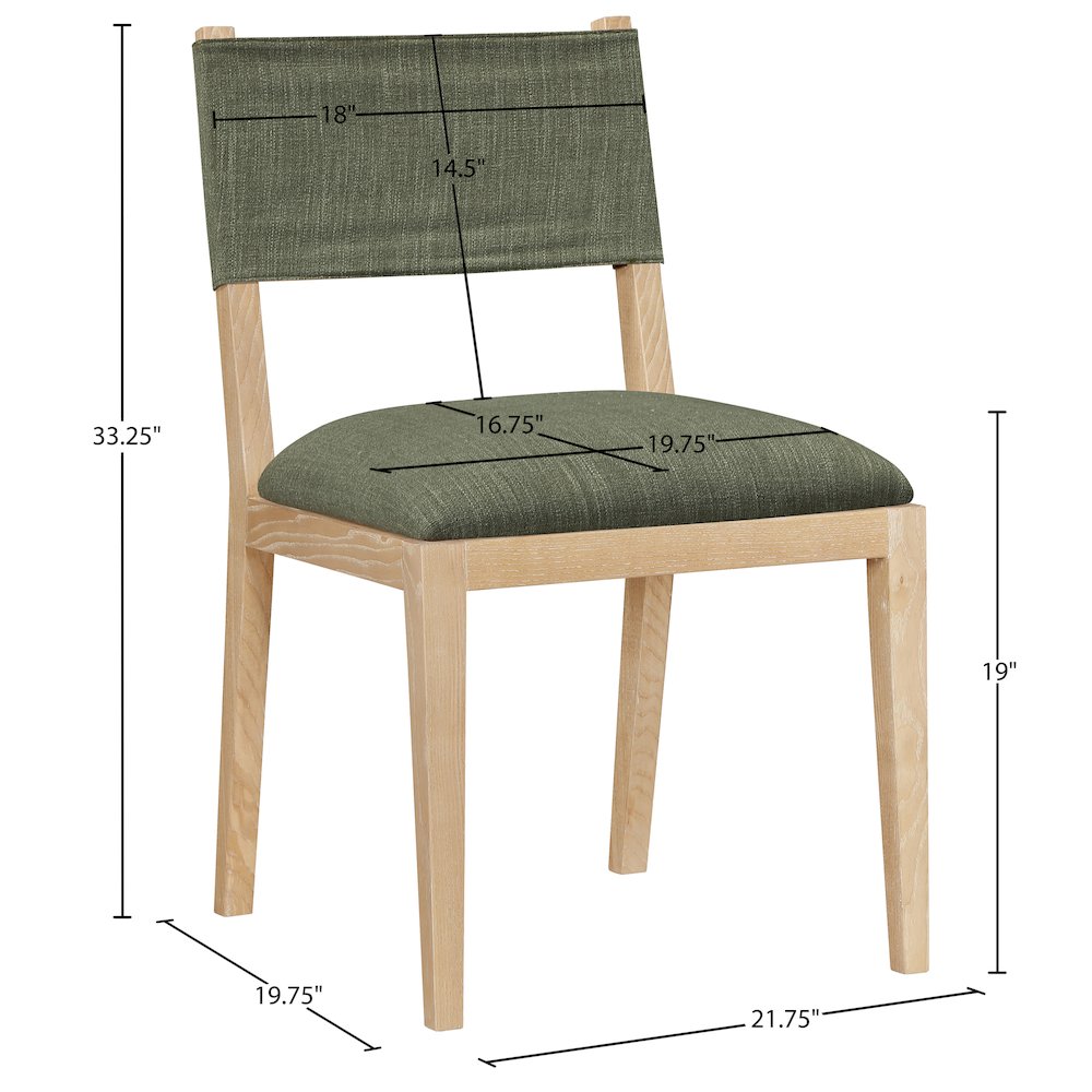 Avon Olive Linen Textured Fabric Dining Side Chair, Set of 2