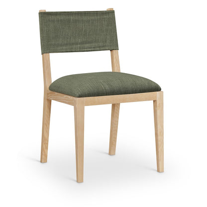 Avon Olive Linen Textured Fabric Dining Side Chair, Set of 2