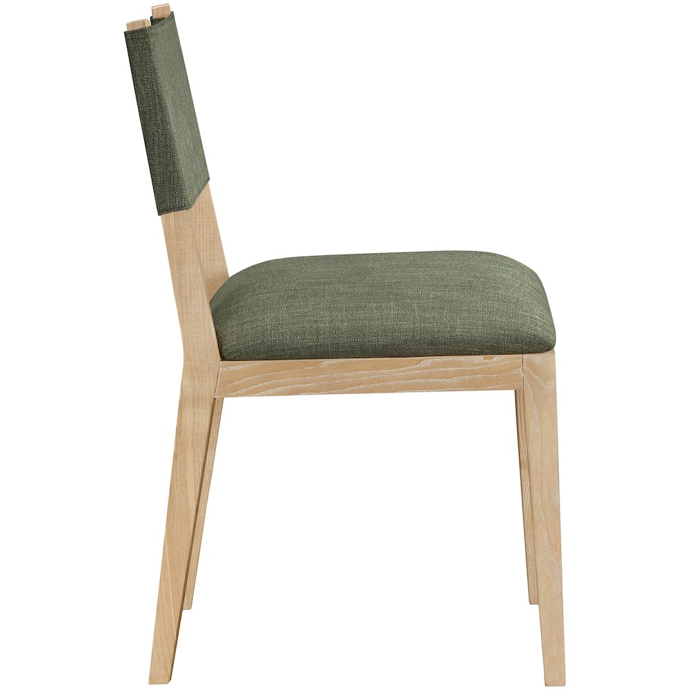 Avon Olive Linen Textured Fabric Dining Side Chair, Set of 2