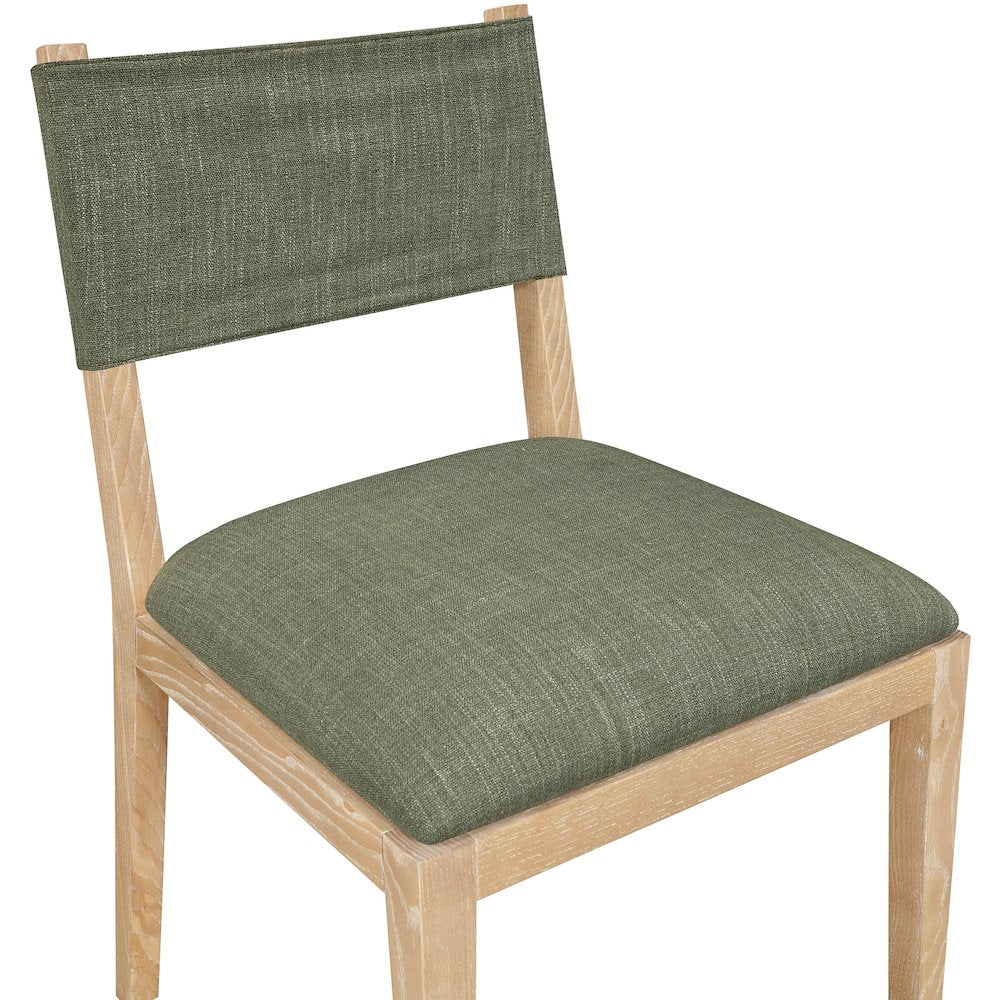 Avon Olive Linen Textured Fabric Dining Side Chair, Set of 2