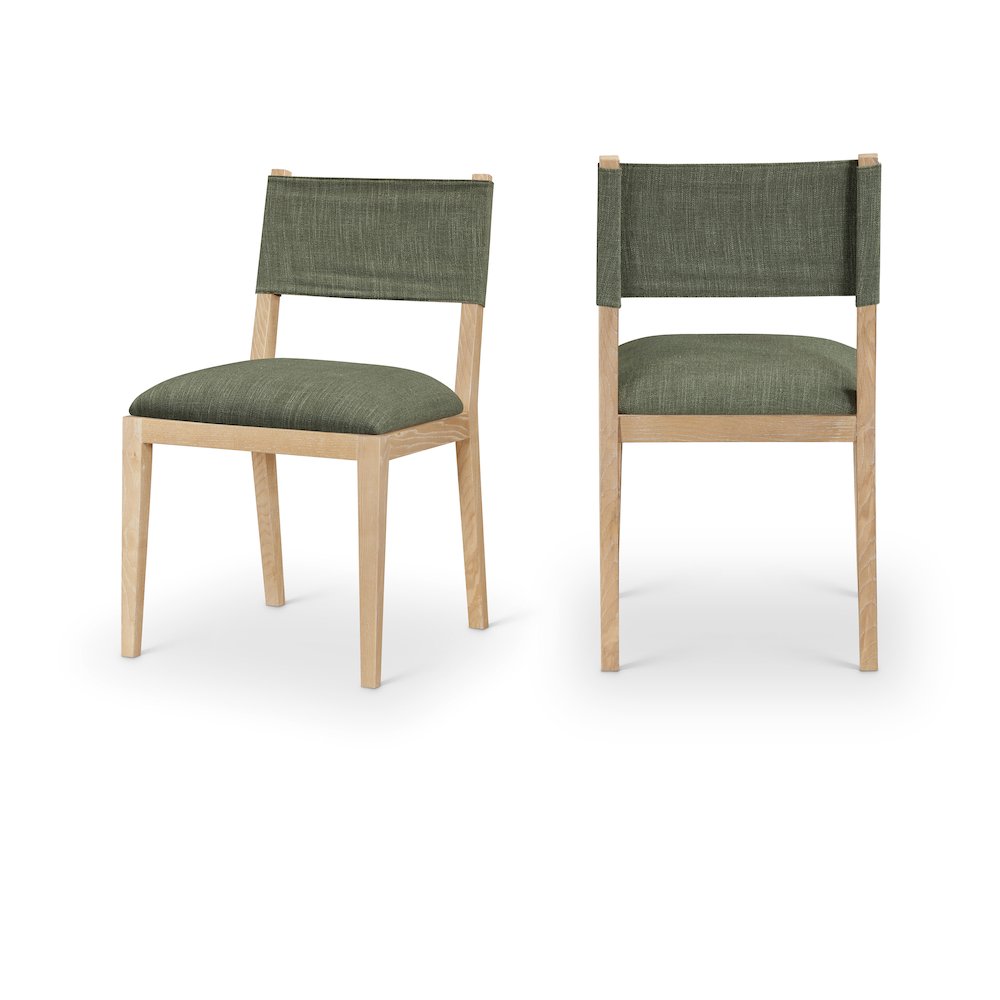 Avon Olive Linen Textured Fabric Dining Side Chair, Set of 2