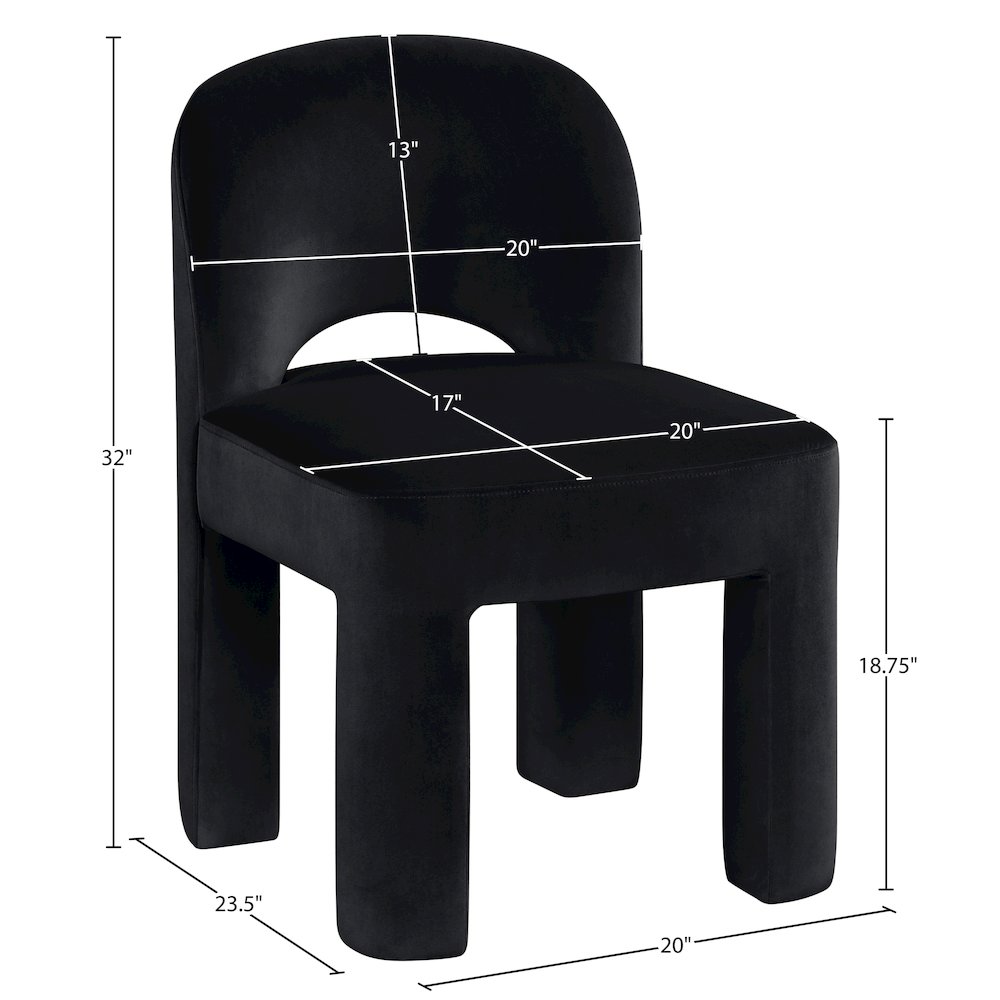 Celine Black Velvet Performance Fabric Upholstered Dining Chair, Set of 2