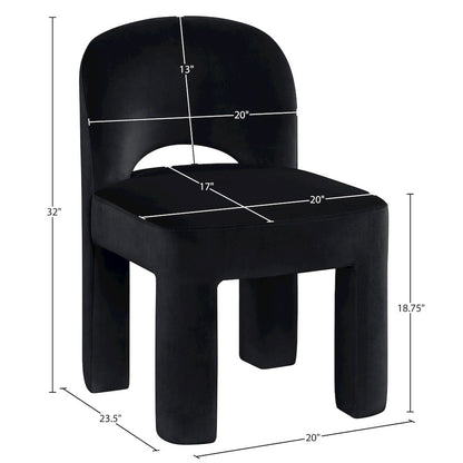 Celine Black Velvet Performance Fabric Upholstered Dining Chair, Set of 2