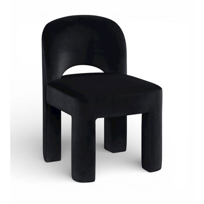 Celine Black Velvet Performance Fabric Upholstered Dining Chair, Set of 2