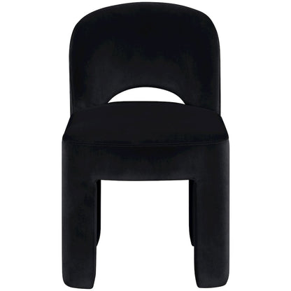 Celine Black Velvet Performance Fabric Upholstered Dining Chair, Set of 2