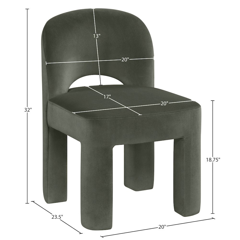 Celine Green Velvet Performance Fabric Upholstered Dining Chair, Set of 2