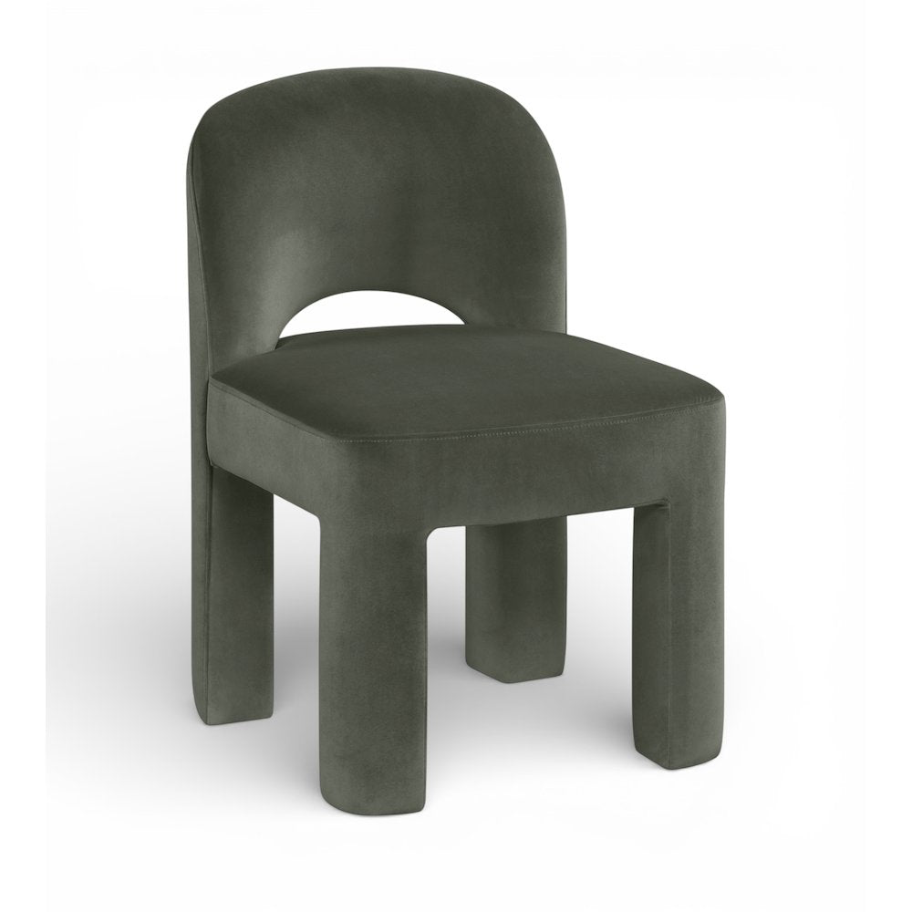 Celine Green Velvet Performance Fabric Upholstered Dining Chair, Set of 2