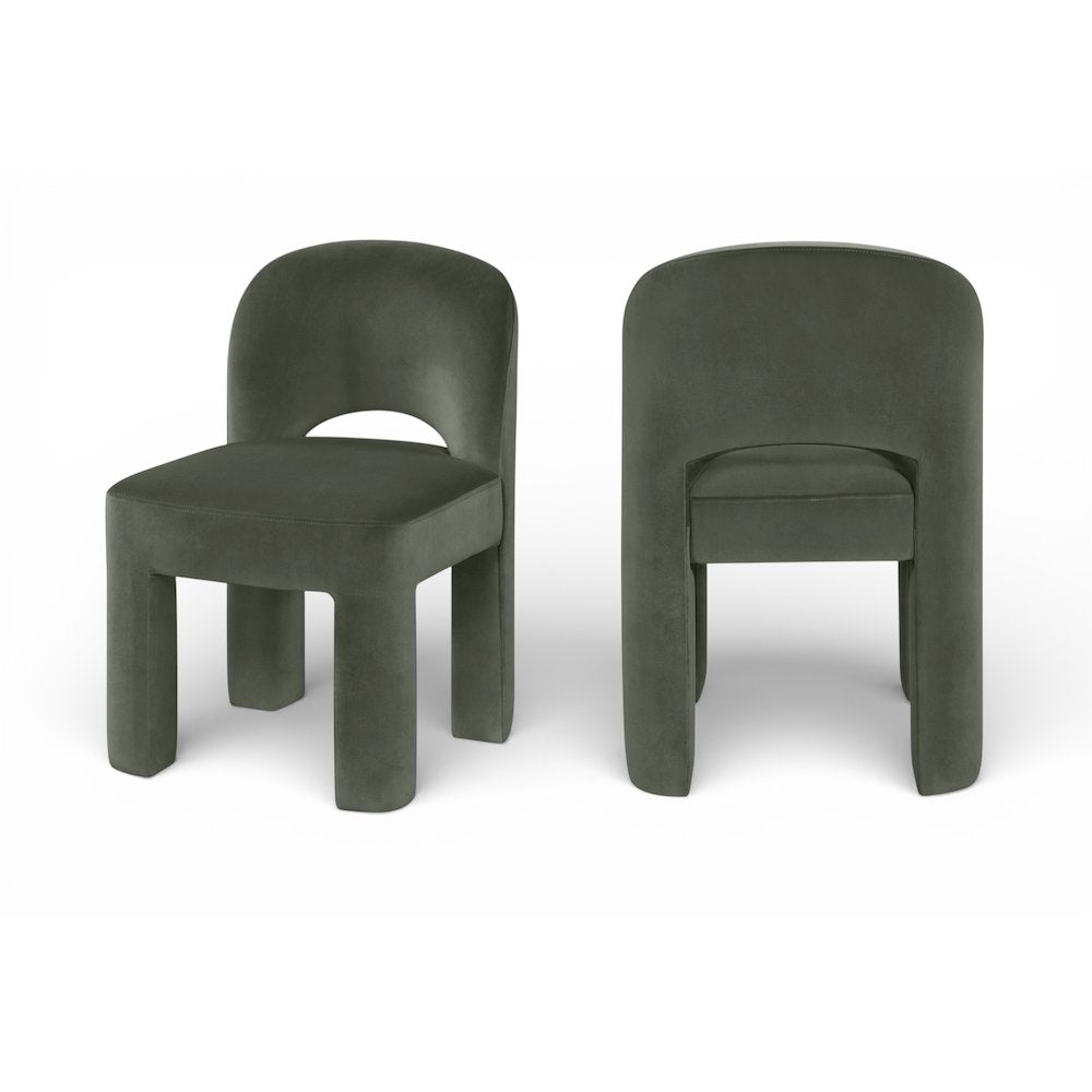 Celine Green Velvet Performance Fabric Upholstered Dining Chair, Set of 2
