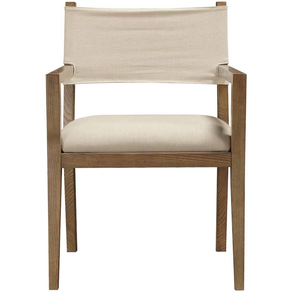 Avon Beige Linen Textured Fabric Dining Arm Chair