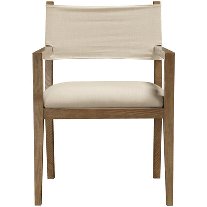 Avon Beige Linen Textured Fabric Dining Arm Chair