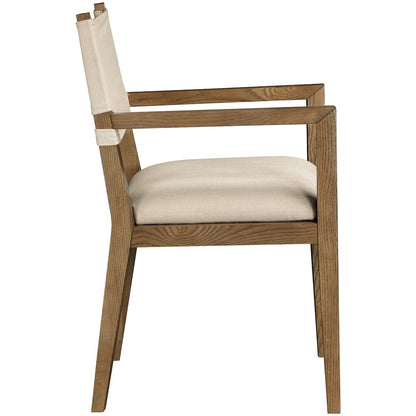 Avon Beige Linen Textured Fabric Dining Arm Chair