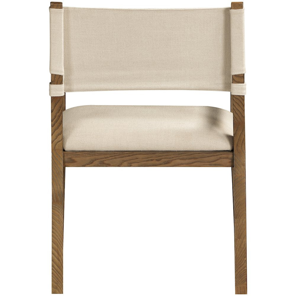 Avon Beige Linen Textured Fabric Dining Arm Chair