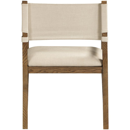 Avon Beige Linen Textured Fabric Dining Arm Chair