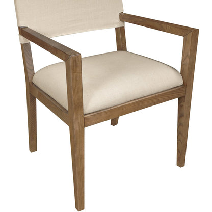 Avon Beige Linen Textured Fabric Dining Arm Chair