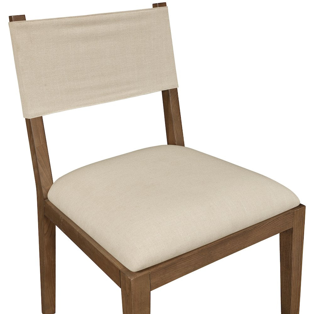 Avon Beige Linen Textured Fabric Dining Side Chair, Set of 2