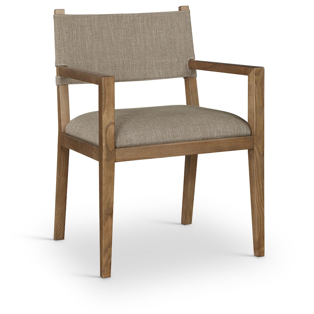 Avon Brown Linen Textured Fabric Dining Arm Chair