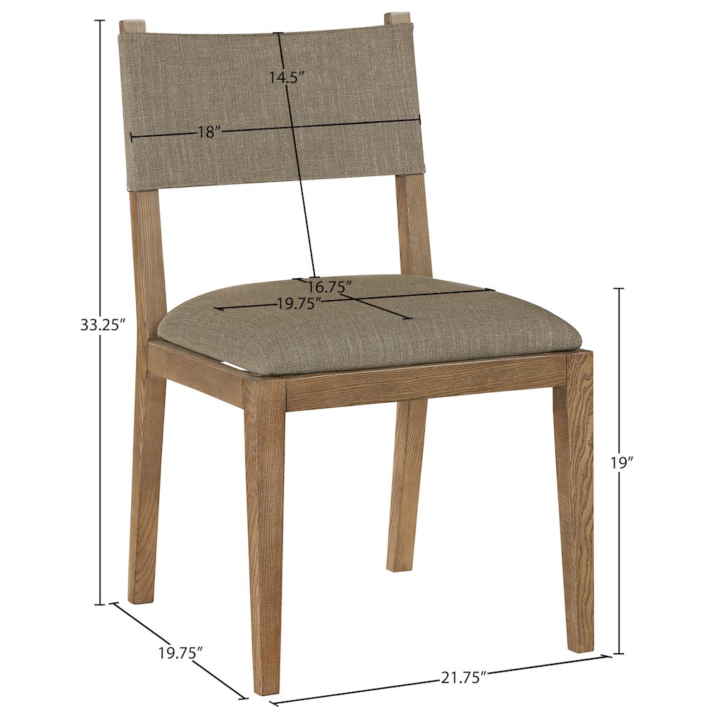 Avon Brown Linen Textured Fabric Dining Side Chair, Set of 2