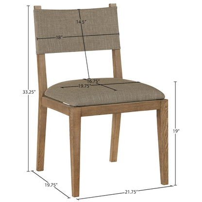 Avon Brown Linen Textured Fabric Dining Side Chair, Set of 2