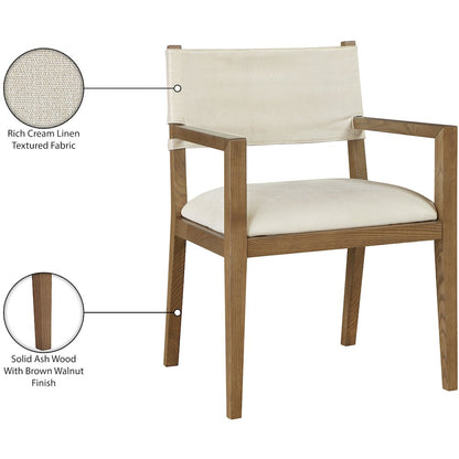 Avon Cream Linen Textured Fabric Dining Arm Chair