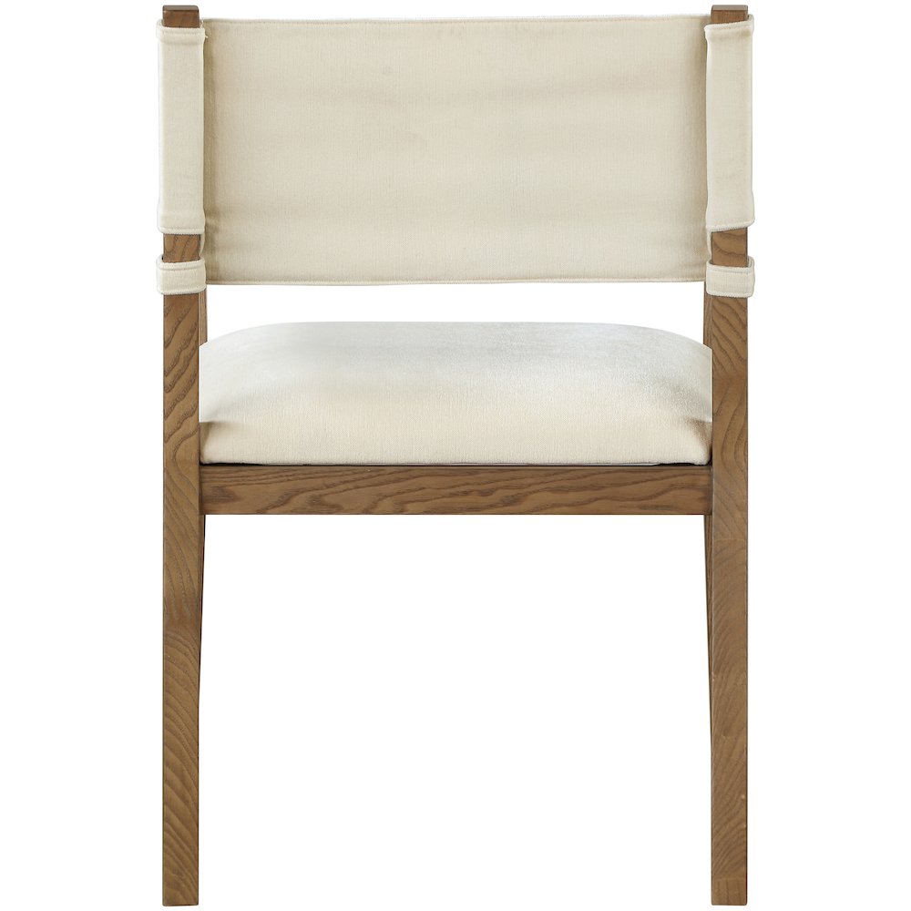 Avon Cream Linen Textured Fabric Dining Arm Chair