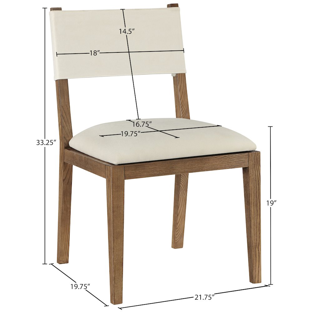 Avon Cream Linen Textured Fabric Dining Side Chair, Set of 2