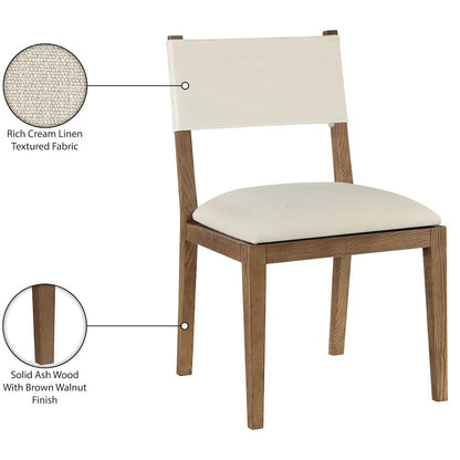 Avon Cream Linen Textured Fabric Dining Side Chair, Set of 2