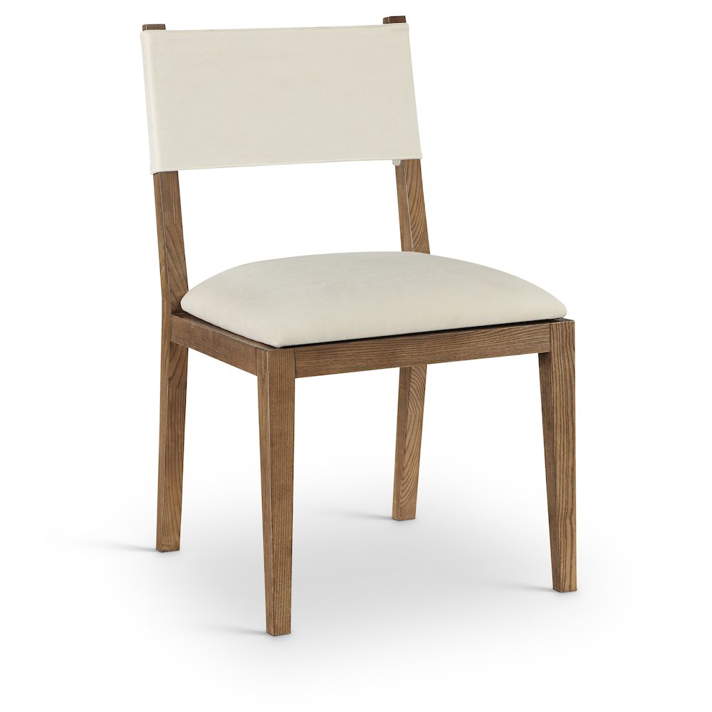 Avon Cream Linen Textured Fabric Dining Side Chair, Set of 2