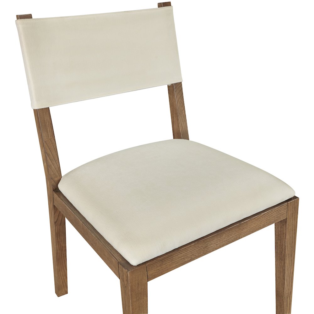 Avon Cream Linen Textured Fabric Dining Side Chair, Set of 2