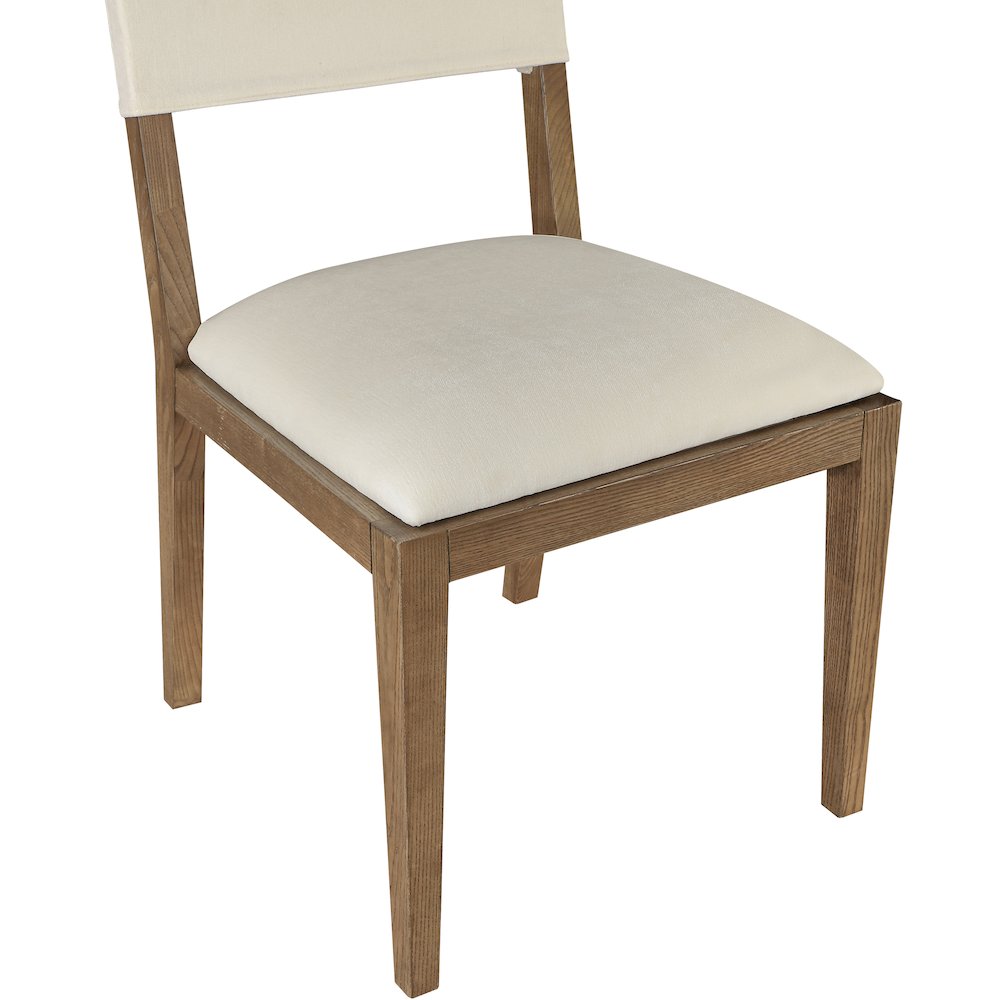 Avon Cream Linen Textured Fabric Dining Side Chair, Set of 2