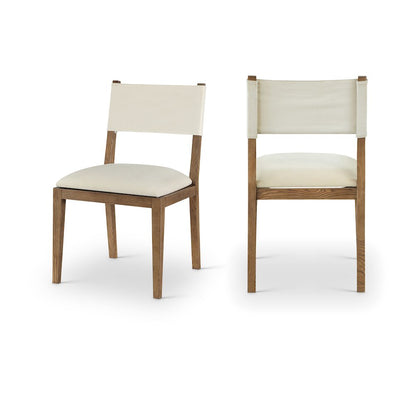 Avon Cream Linen Textured Fabric Dining Side Chair, Set of 2