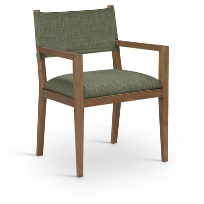 Avon Olive Linen Textured Fabric Dining Arm Chair