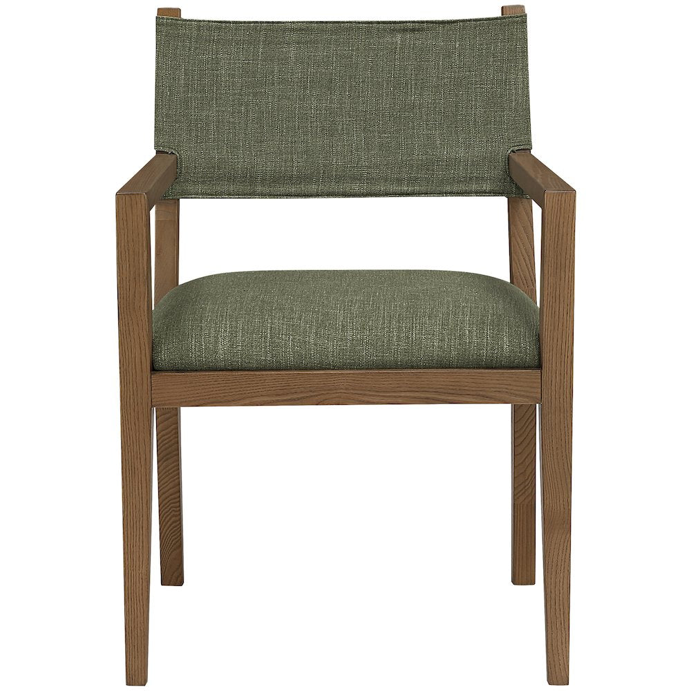 Avon Olive Linen Textured Fabric Dining Arm Chair