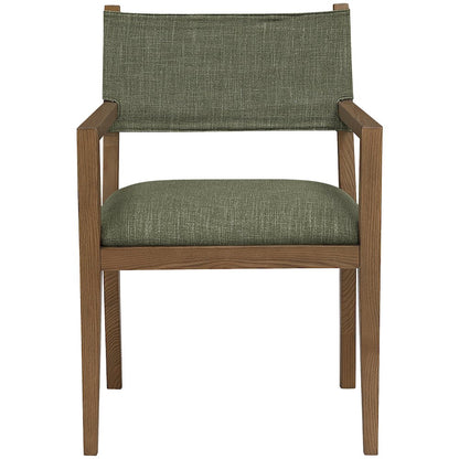 Avon Olive Linen Textured Fabric Dining Arm Chair