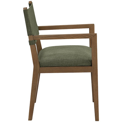Avon Olive Linen Textured Fabric Dining Arm Chair