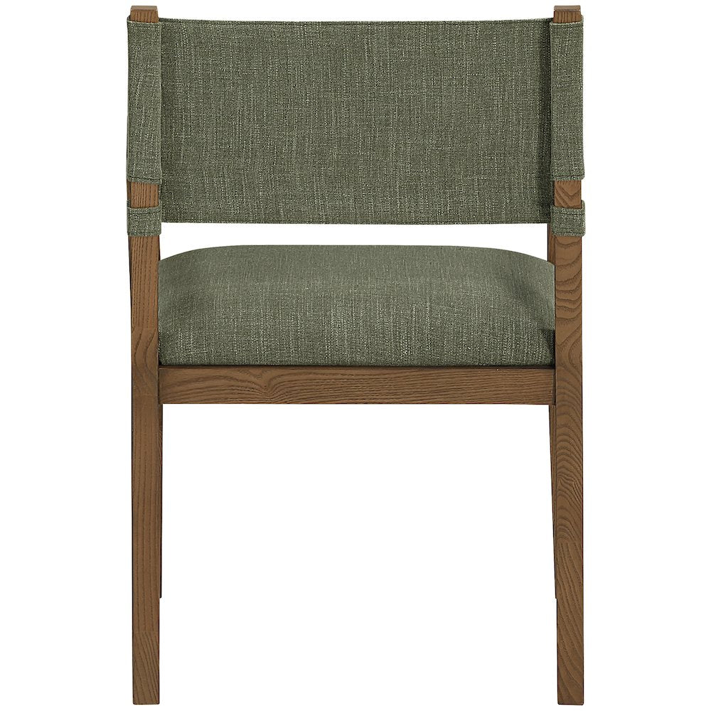 Avon Olive Linen Textured Fabric Dining Arm Chair