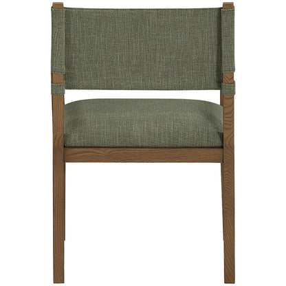 Avon Olive Linen Textured Fabric Dining Arm Chair