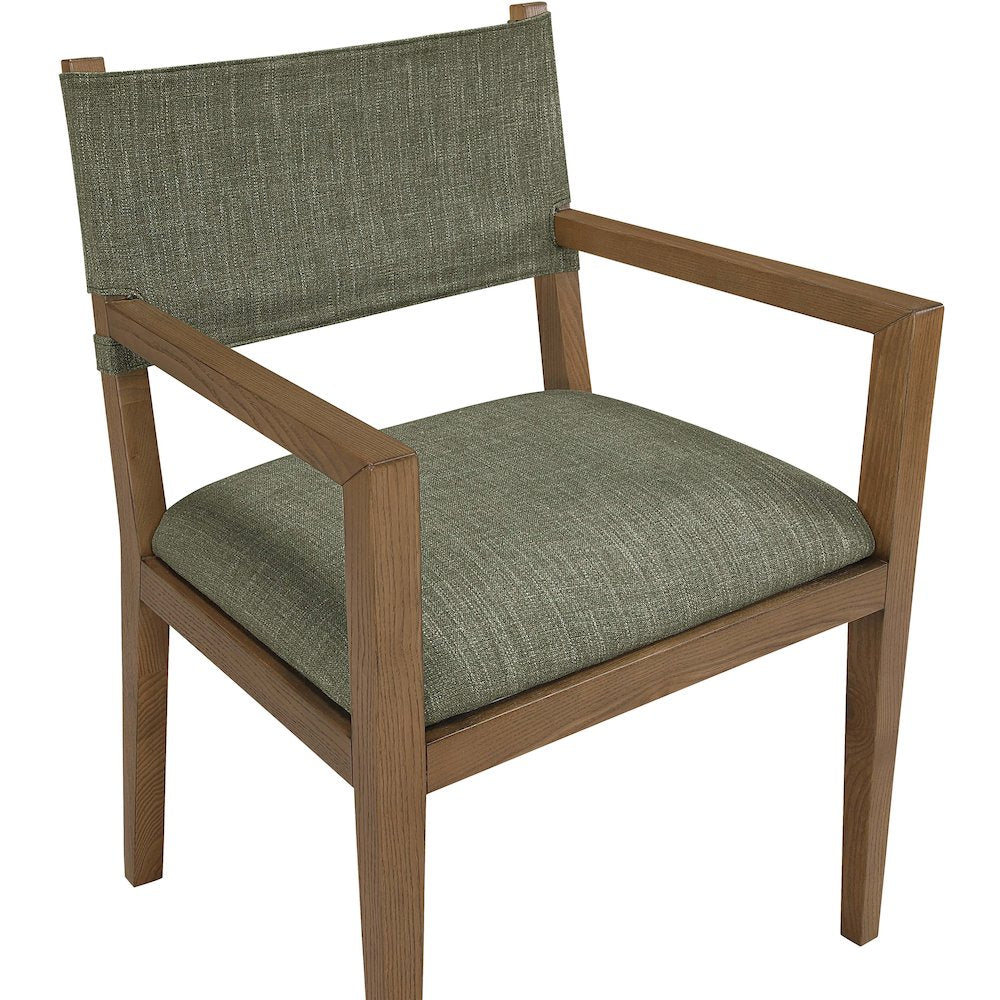 Avon Olive Linen Textured Fabric Dining Arm Chair